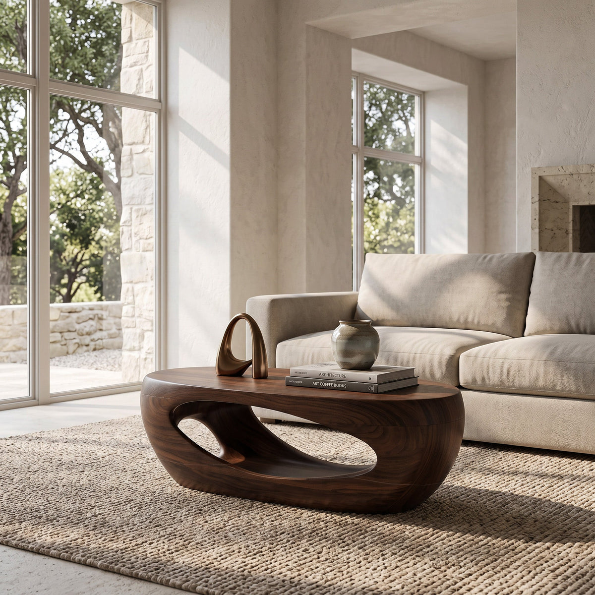 Mid Century Sculptural Coffee Table For Living Room