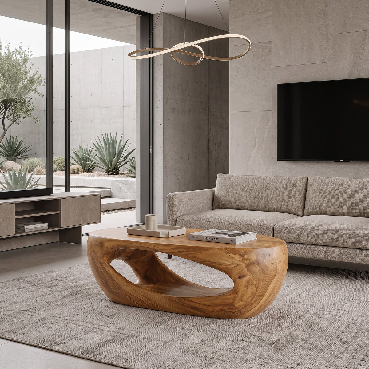 Mid Century Sculptural Coffee Table For Living Room